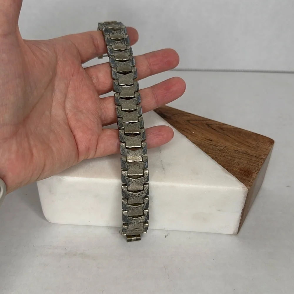 Vintage Art Deco bracelet 1930s-1940s clear Rhinestone glass chrome plate C22